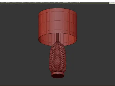 Glass Pineapple Textured  Cotton Shade Table Lamp Low-poly 3D model