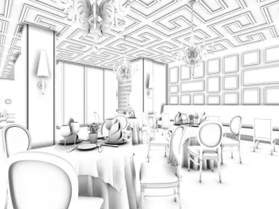 Business Restaurant - Coffee - Banquet  215 3D model
