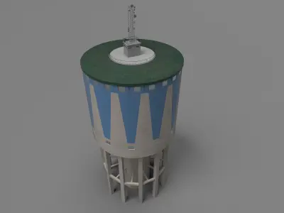 Watertower bryggareberget Karlskrona Low-poly 3D model