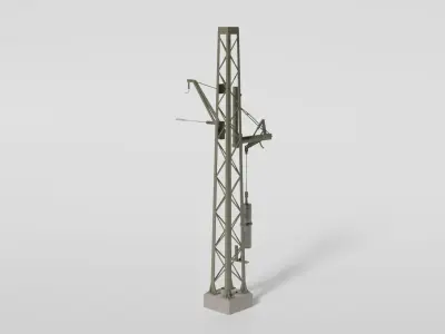 Railtrack wire compensator mast Low-poly 3D model
