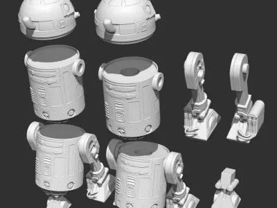 Leia and R2 3D print model
