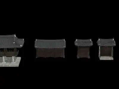 Korean Traditional Houses Hanok 03 with 11 modelings Low-poly 3D model
