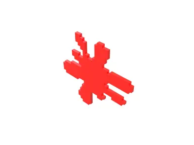 Voxel Splash Symbol v1 006 Low-poly 3D model
