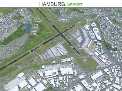 Hamburg Airport 10km Low-poly 3D model