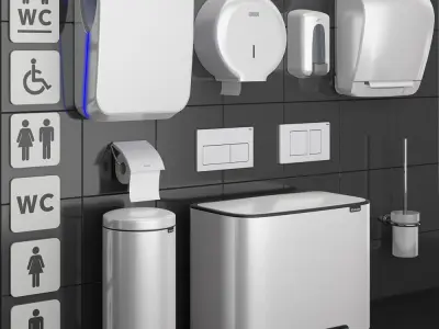 Bathroom accessories set 73 White  3D model