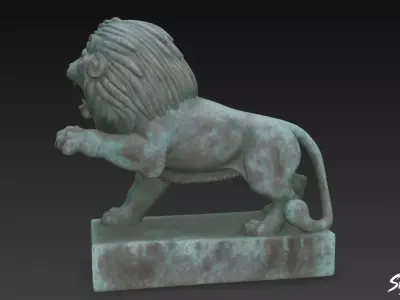 Lion Statue V24 Low-poly 3D model