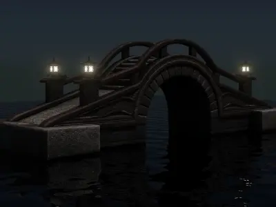 Chinese Stone Arch Bridge for Gardens 3D model