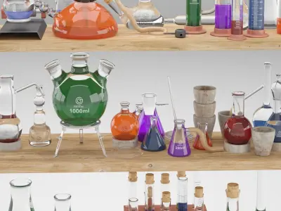 Chemistry Dishes - Laboratory Chemical Glassware 3D model