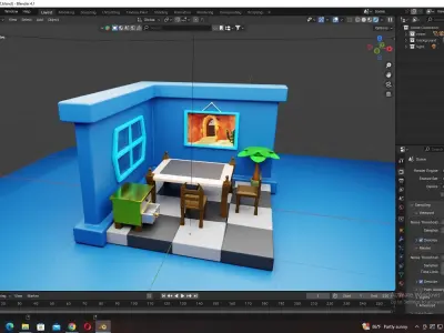 Isometric room Low-poly 3D model buy