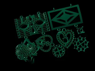 Ultra Light charms pendant necklace 3D Model 3D print model