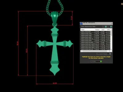 Light Gold 18K Cross Pendant 2CP097 3D print model