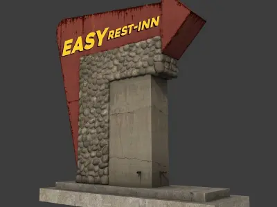 Motel Sign Low-poly 3D model