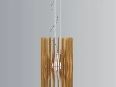 STICK wooden pendant light hanging from ceiling 3D model