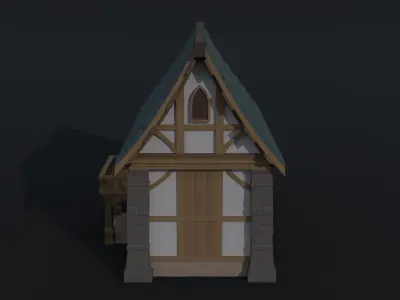 Cartoon medieval house 3 Polygonal Style Low-poly 3D model