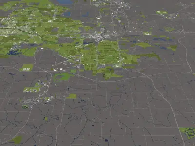 Des Moines Iowa USA 50x50km 3D City Map 3D model