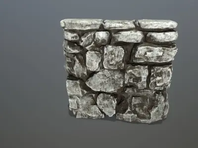 stairs stone wall Low-poly 3D model
