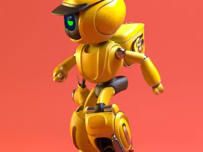Robot character transformer scooter classic scifi rigged in maya Low-poly 3D model
