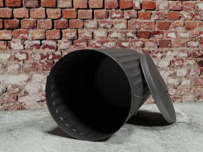 Trash Can Low-poly 3D model