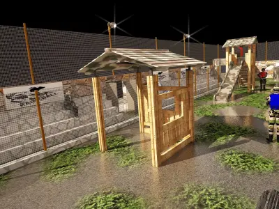3D paintball site with full details and real scale one by one 3D model