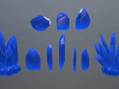 Crystal Set pencil Low-poly 3D model