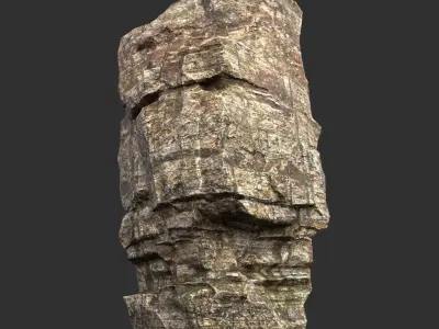Low poly Layered Cliff Rock Low-poly 3D model