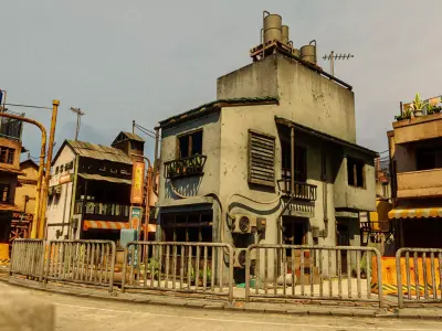 ASIAN URBAN BUILDING HONGKONG 03 Low-poly 3D model