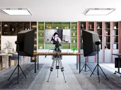 Modern live broadcast room Internet celebrity Low-poly 3D model