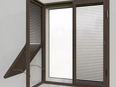 Shutters 6 open window with slats 3D model