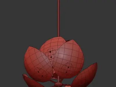 Lotus gold flower pendant light 3D model