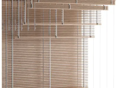 Wooden Venetian Blinds with Tape Bandalux set 01 3D model