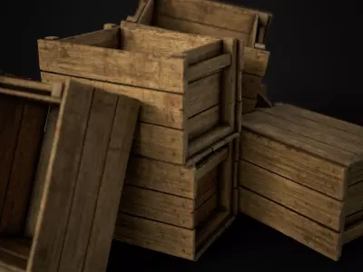 Old Wood Crate 1 Low-poly 3D model