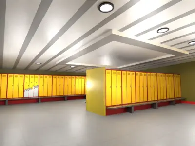 Locker Room Environment - Lowpoly Low-poly 3D model
