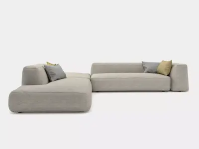 Cozy couch with round edges 3D model