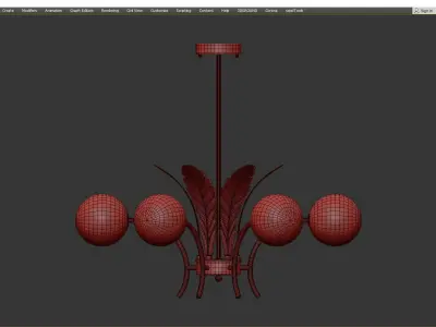 Sphere ceiling light simplicity cognac glass 6 bulb chandelier Low-poly 3D model