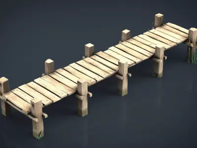 Wooden Pier  Low-poly 3D model