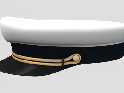 Military White Navy Hat Low-poly 3D model