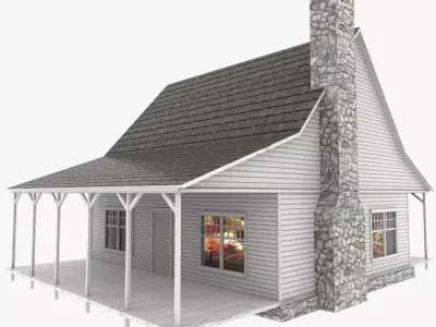 American house Low-poly 3D model