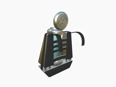 SciFi Backpack J10 Aluminum - Fashion Character Design Low-poly 3D model