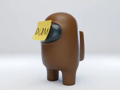 Among Us Dum Sticky Note Character 3D model