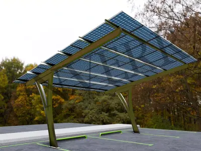 Lowpoly Solar Carport-L-3 Types-Steel Structure Low-poly 3D model