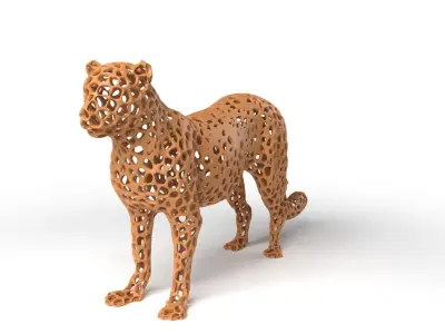Leopard Voronoi Low-poly 3D model