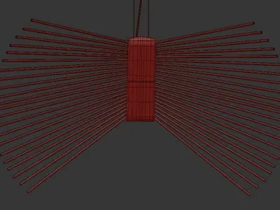 LIBRA pendant light with wooden sticks hanging from it 3D model
