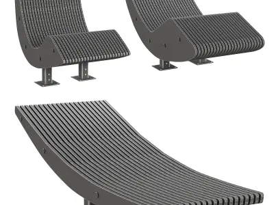 Park benches chaise lounge 3D model