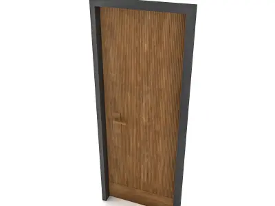 A modern wooden door Low-poly 3D model