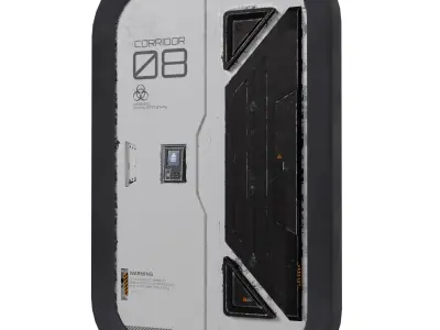 SciFi Spaceship door damaged and old Low-poly 3D model