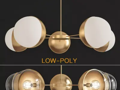Suspension light Copper Light Chandelier 3d model Low-poly 3D model