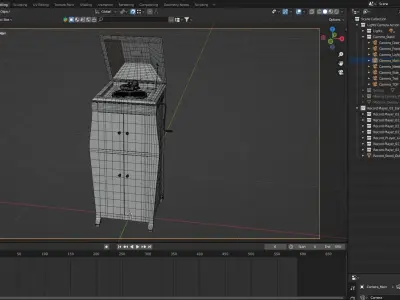 Realistic High Res Phonograph Record Player Cabinet 3D model
