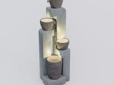 4 Tier Free flowing Stone Fountain 3D  Model 3D model