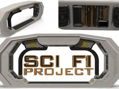 Sci Fi interior coupling member Low-poly 3D model