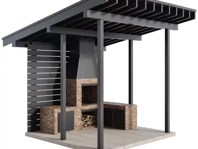 Modern Outdoor Kitchen 04 3D model